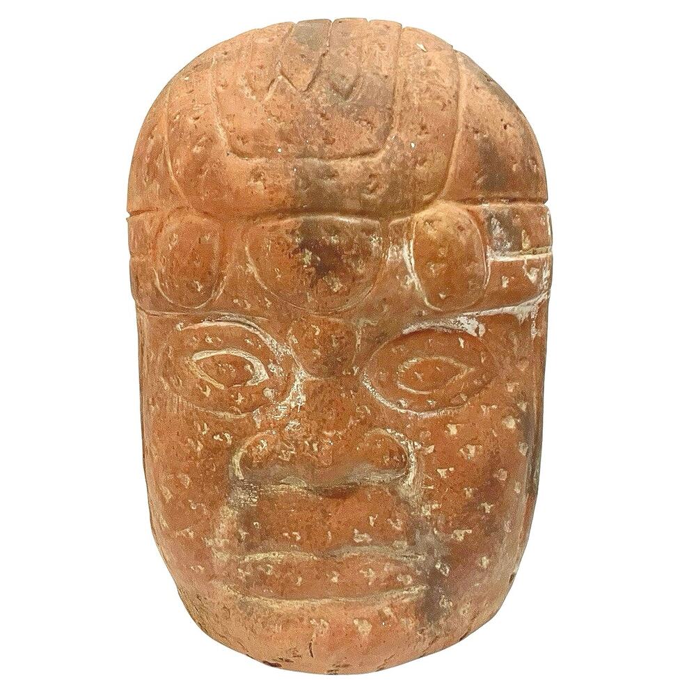 Olmec Head Statue Large Terracotta Clay INAH Authentic Mexico Folk Sculpture